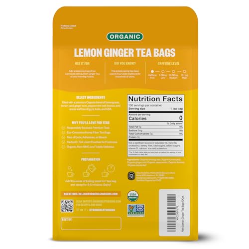 Organic Lemon Ginger Tea (100 Count)