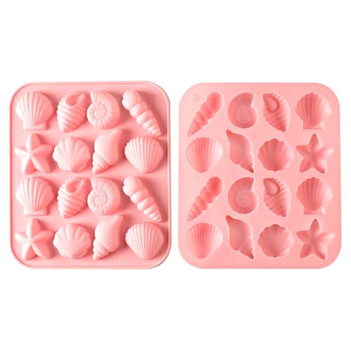 2 Pack rice flour Seashell Silicone Molds for Chocolate Candy Baking Decorations rice flour (2 Count)