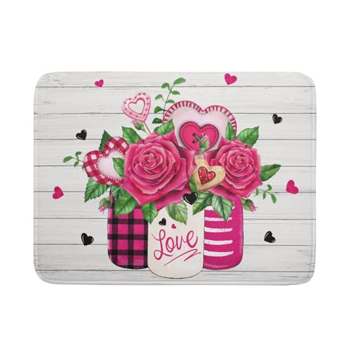Valentine's Day Rose Flower Dish Drying Mat for Kitchen Counter