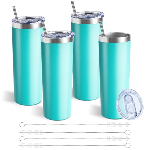 20 oz Skinny Tumbler with Lid and Straw (4 Count)