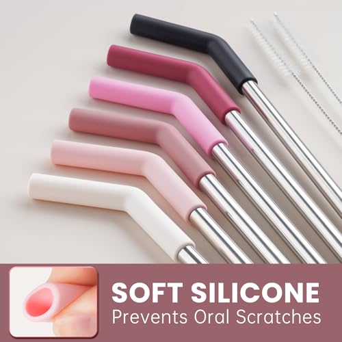 6 Pack Metal Straws with Silicone Tip Fit for Stanley 14 (6 Count)