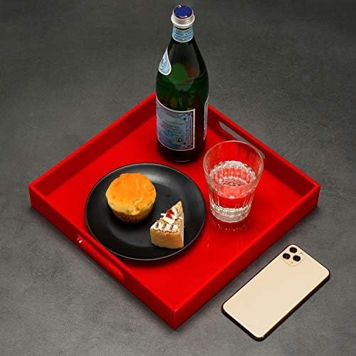 Sturdy Red Acrylic Serving Tray with Handles