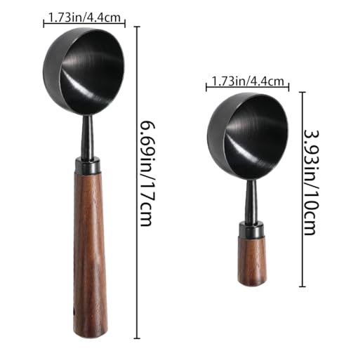 2 PCS Coffee Scoop Vintage Coffee Measuring Spoon Retro Stainless Steel Coffee Spoon Long Wooden Handle Coffee Scoop Kitchen Utensil for Scooping (2 Count)