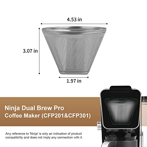 Stainless Steel Permanent Coffee Filter for Ninja Dual Brew Coffee Maker