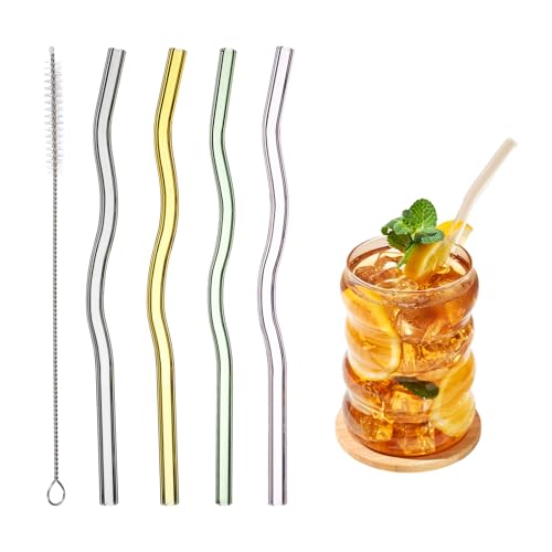 4 Pcs Reusable Glass Drinking Straws (4 Count)