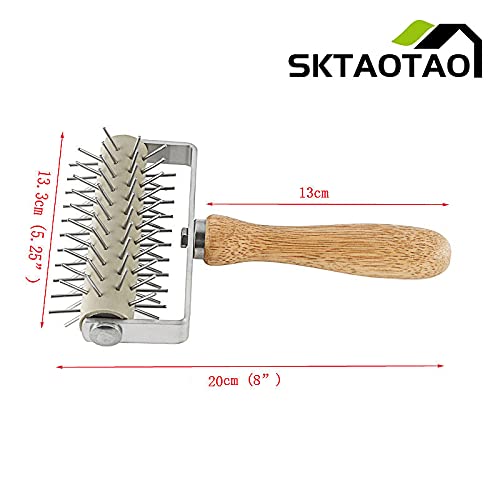 Time Saver Pizza Dough Roller Docker with Wood Handle