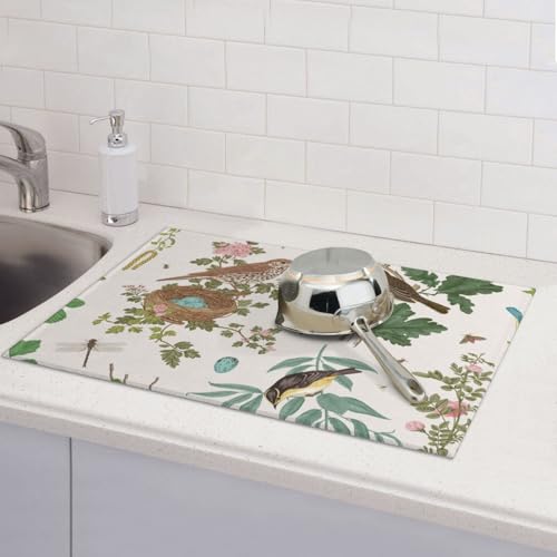Large Dish Drying Mats For Kitchen Counter Microfiber Kitchen Drying Mat XL Draining Pad Absorbent Quick Drying Dish Mat 18x24 Inch