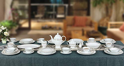 Stylish and Elegant 57 Pieces Bone China Dinnerware Set Service for 8 People