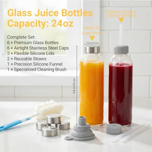24 oz Glass Water Bottles with Lids