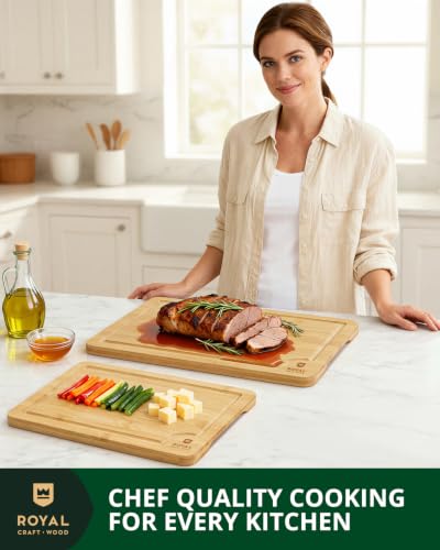 Wooden Cutting Boards for Kitchen Meal Prep & Serving (2 Count)