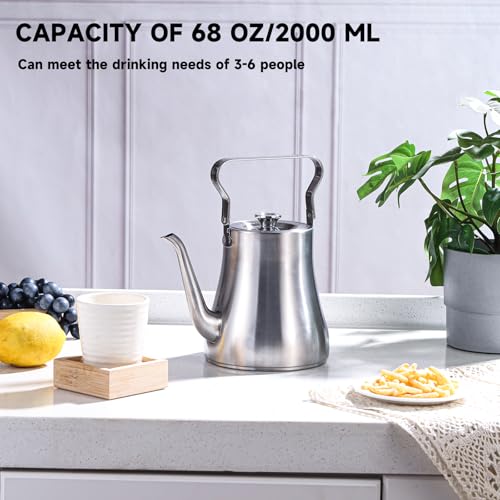68OZ 2000ML Stainless Steel Teapot with Removable Infuser