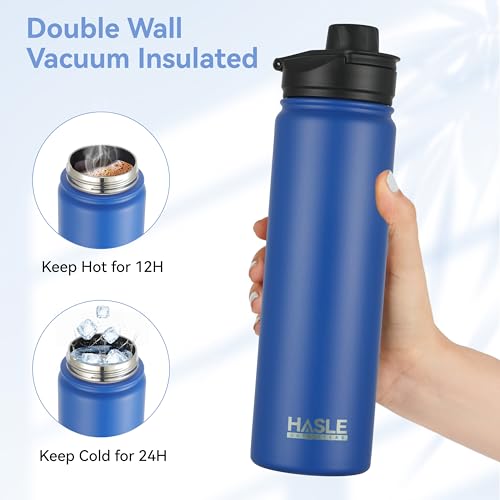 Insulated Water Bottle 22 oz Double Wall Stainless Steel Water Bottle Wide Mouth with Straw Lid & Spout Lid Keeps Cold or Hot