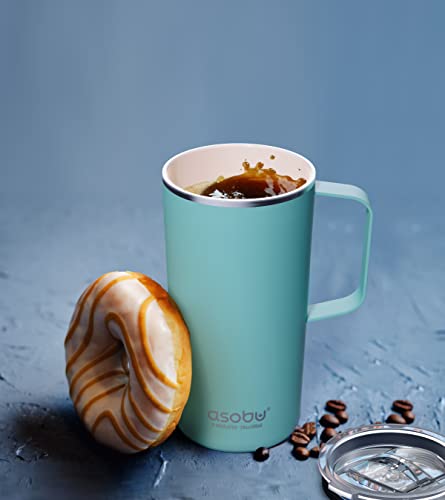 Tower Mug Ceramic Inner Coated Insulated Stainless Steel Cup for Pure Tasting Coffee with Easy Hold Handle and Tritan Lid Fits Standard Cup Holders 20 Ounce Travel Mug