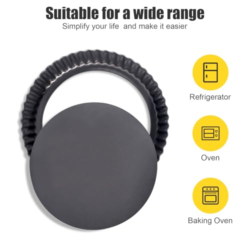Tart Pan Removable Bottom 8 Inch Tart Pans Round Nonstick Quiche Pan Carbon Steel Quiche Baking Dish with Fluted Edges Fruit Tart Molds for Baking Pie Mold Pizza Chiffon Cake Dessert