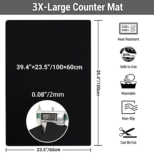 39.4x23.5in 2mm Heat Resistant Silicone Mat
