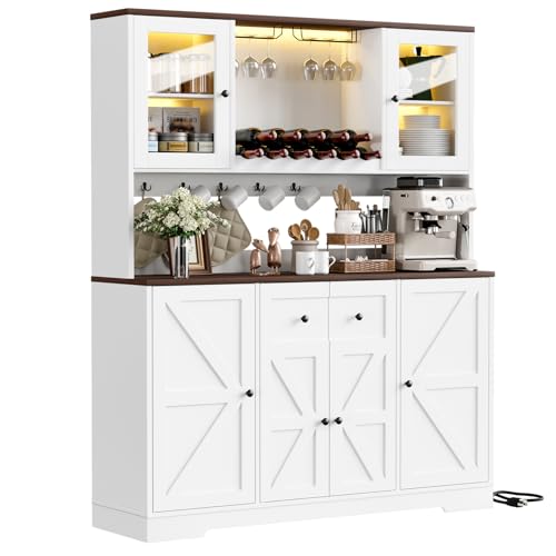 68" Tall Kitchen Pantry Storage Cabinet with Charging Station