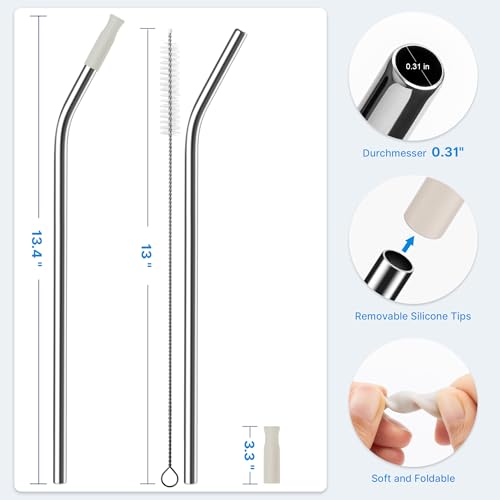 Repeatable Metal Straw with Silicone Tips for 40 oz Stanley Tumbler