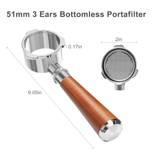 51mm Bottomless Portafilter 3 Ears Fits for CASABREWS CM5418