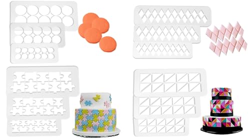 12 Pcs Square Fondant Cutter Puzzle Fondant Cutters (12 Count)