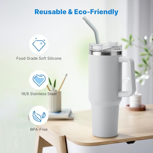 Metal Straw with Silicone Tip for 40oz Stanley Cup