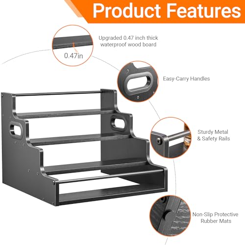 2-Pack 4-Tier Liquor Bottle Display Shelf, 16-Inch, Black (2 Count)