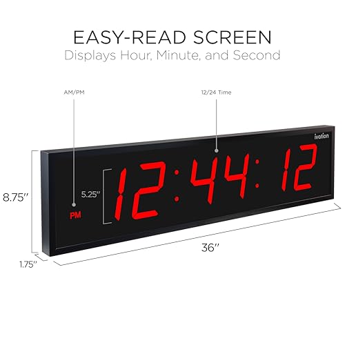 Oversized Digital Wall Clock with Large LED Display & Timer
