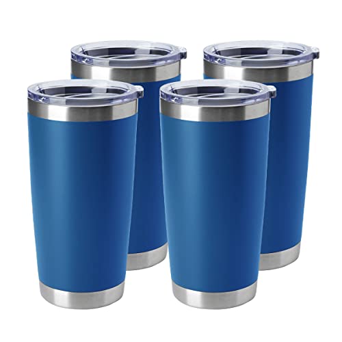 20oz Tumblers Stainless Steel Mugs with Lid Double Wall Vacuum Insulated Coffee Cups for Cold & Hot Drinks (4 Count)
