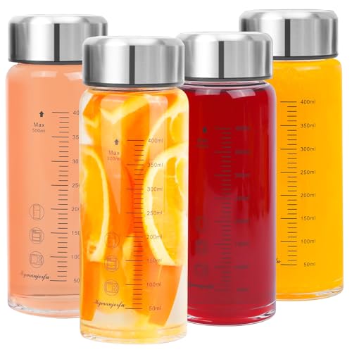 Glass Juice Bottles 4 Pack 16 oz (4 Count)