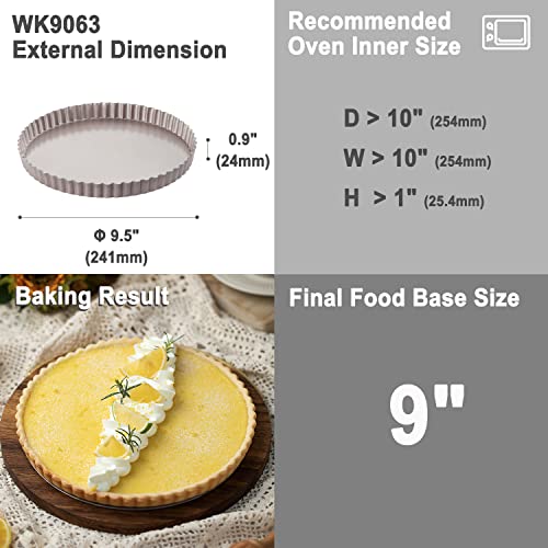 9.5 Inch Round Tart Pan with Removable Loose Bottom