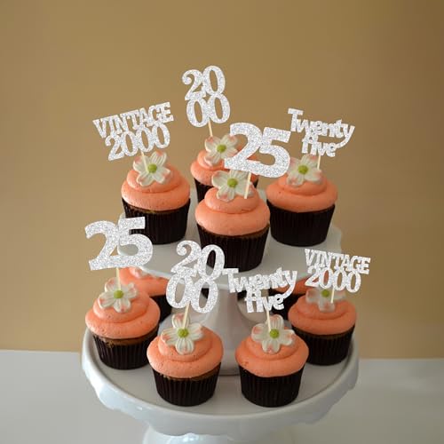 24Pcs 25th Birthday Cupcake Toppers Glitter Twenty (24 Count)