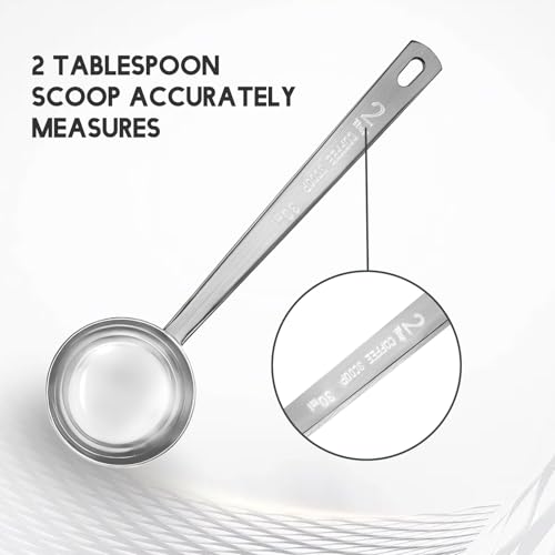 5 Pcs Coffee Scoop 2 Tablespoon Scoop Stainless Steel Tablespoon Measuring Spoon Long Handle for Powder Ground Coffee Tea Sugar (5 Count)