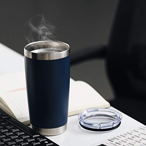 20oz 8Pack Double Wall Vacuum Insulated Coffee Travel Mug Stainless Steel Tumbler Bulk with Lid and Straw Durable Powder Coated Insulated Coffee Cup for Cold & Hot Drinks (8 Count)