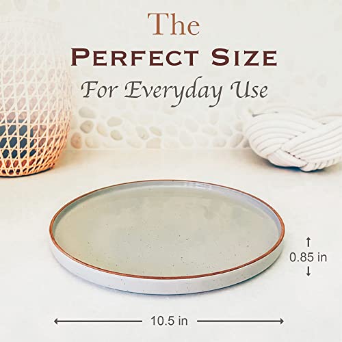 Ceramic Flat Dinner Plates Set of 6 (6 Count)