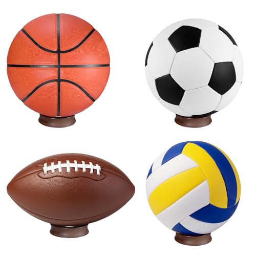 Pack of 3 Wooden Sphere Holder Display Stand for Crystal Sport Ball
