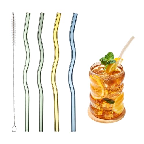 4 Pcs Reusable Glass Drinking Straws (4 Count)