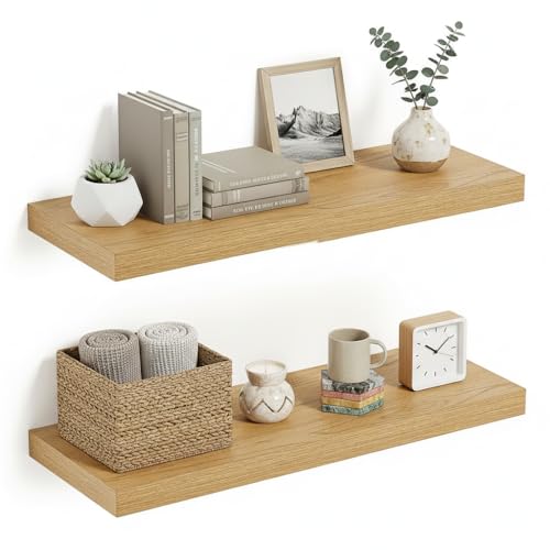 Deep Floating Shelves for Wall 24 inches Long Set of 2 (2 Count)