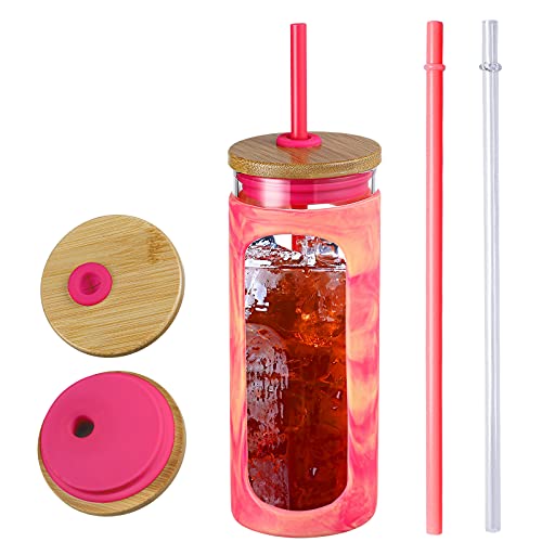 20oz Glass Tumbler with Straw and Lid