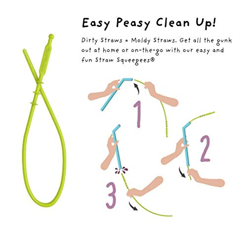 Premium Reusable Silicone Drinking Straws + Patented Straw Squeegee