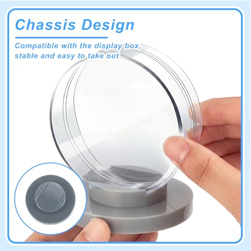 4 Pieces Hockey Puck Display Case Acrylic Clear Puck Holder with Shell Base Hockey Display Stand Autographed Souvenir Memorabilia for Enthusiasts Collection (4 Count)