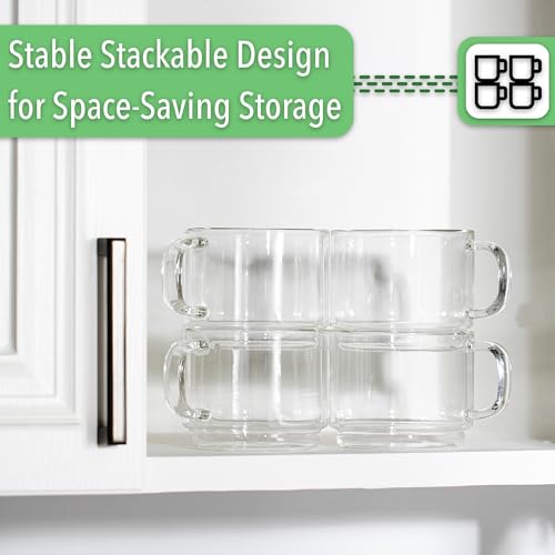 BTaT Double Walled Stackable Glass Coffee Mugs (4 Count)