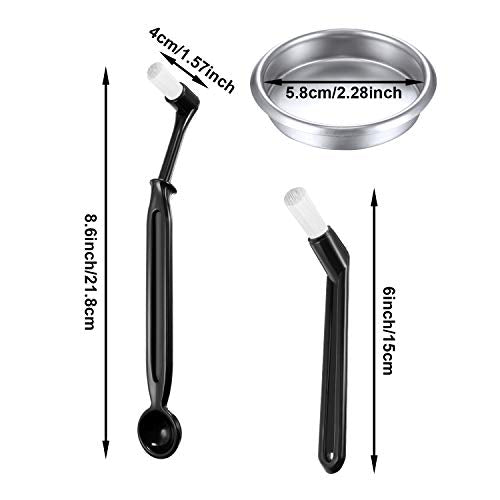 Coffee Machine Brush Cleaner 4 Pieces Coffee Machine Brush with Spoon and 1 Piece 58 mm Stainless Steel Back Flush Insert Metal Blind Filter