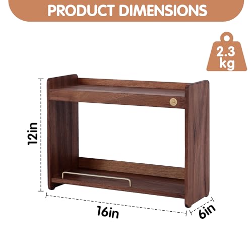 Coffee Mug Holder Wooden Cup Rack Mug Display Shelf Coffee Cup Holder for Countertop with 2 Tier Wood Coffee Mugs Holder for Kitchen Coffee Cup Storage