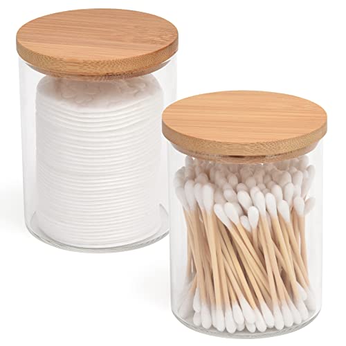 2 Pack Glass Qtip Holder Dispenser for Cotton Ball (2 Count)