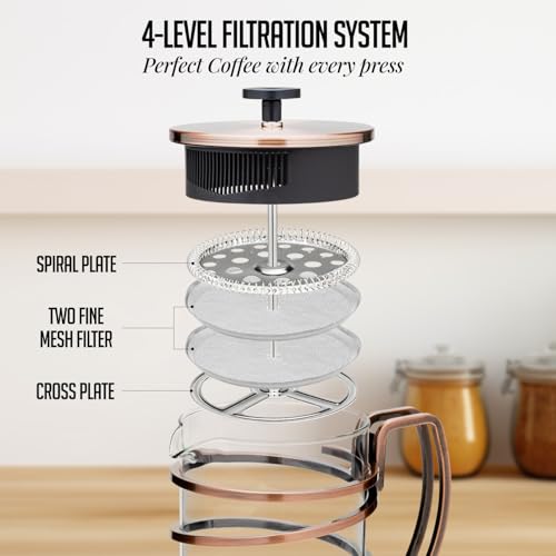 French Press Coffee Maker 27oz with 4 Filters System