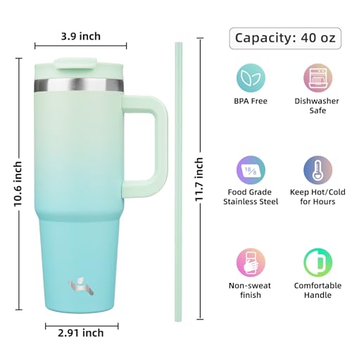 40 oz Insulated Tumbler Water Bottle with Handle
