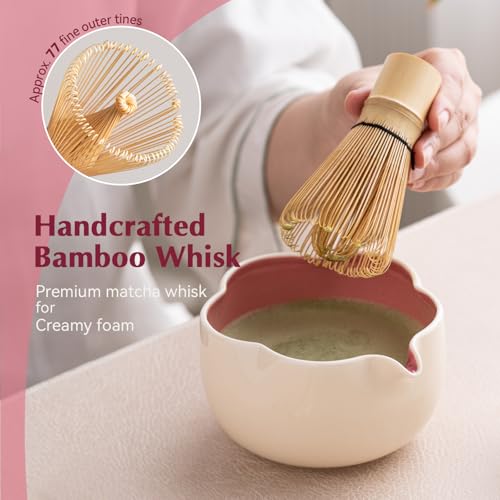 Matcha Set 8Pcs Floral Ceramic Matcha Kit with Matcha Whisk