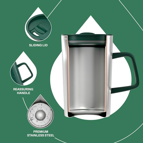 16 oz Insulated Coffee Mug with Lid and Handle