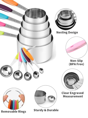 Stainless Steel Measuring Cups and Spoons Set of 10 Piece