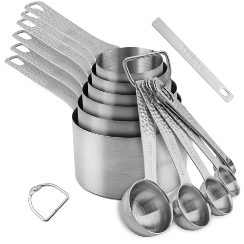 18 8 Stainless Steel Measuring Cups and Spoons Set 14 for Baking & Kitchen