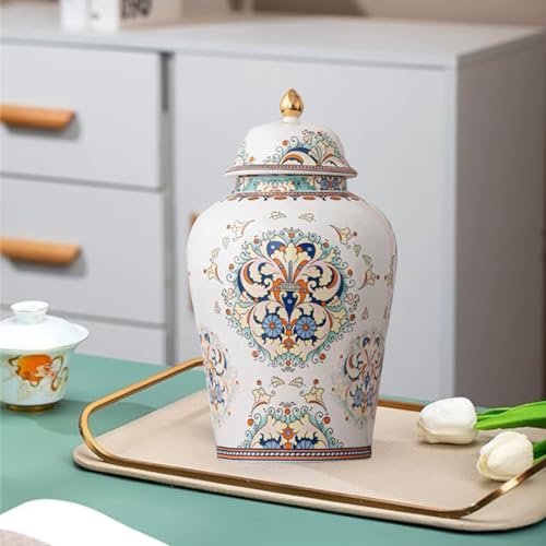 12 inches flowers Ginger Jar with Lid Chinese Decorative Ceramic